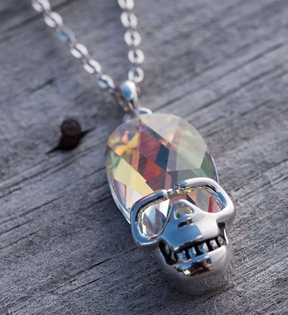 Aurora Borilles Austrian Crystal Skull Necklace