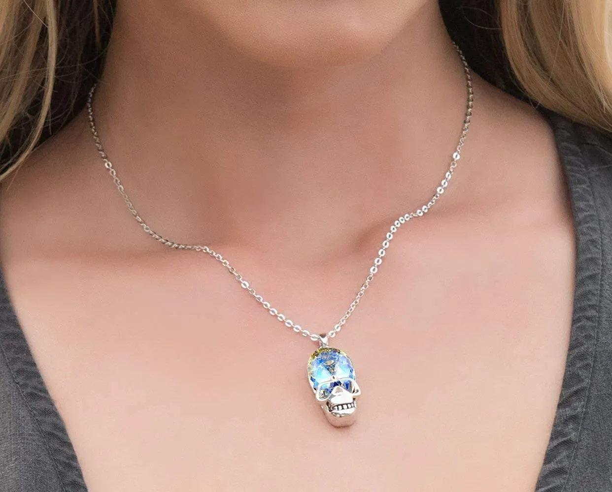 Aurora Borilles Austrian Crystal Skull Necklace