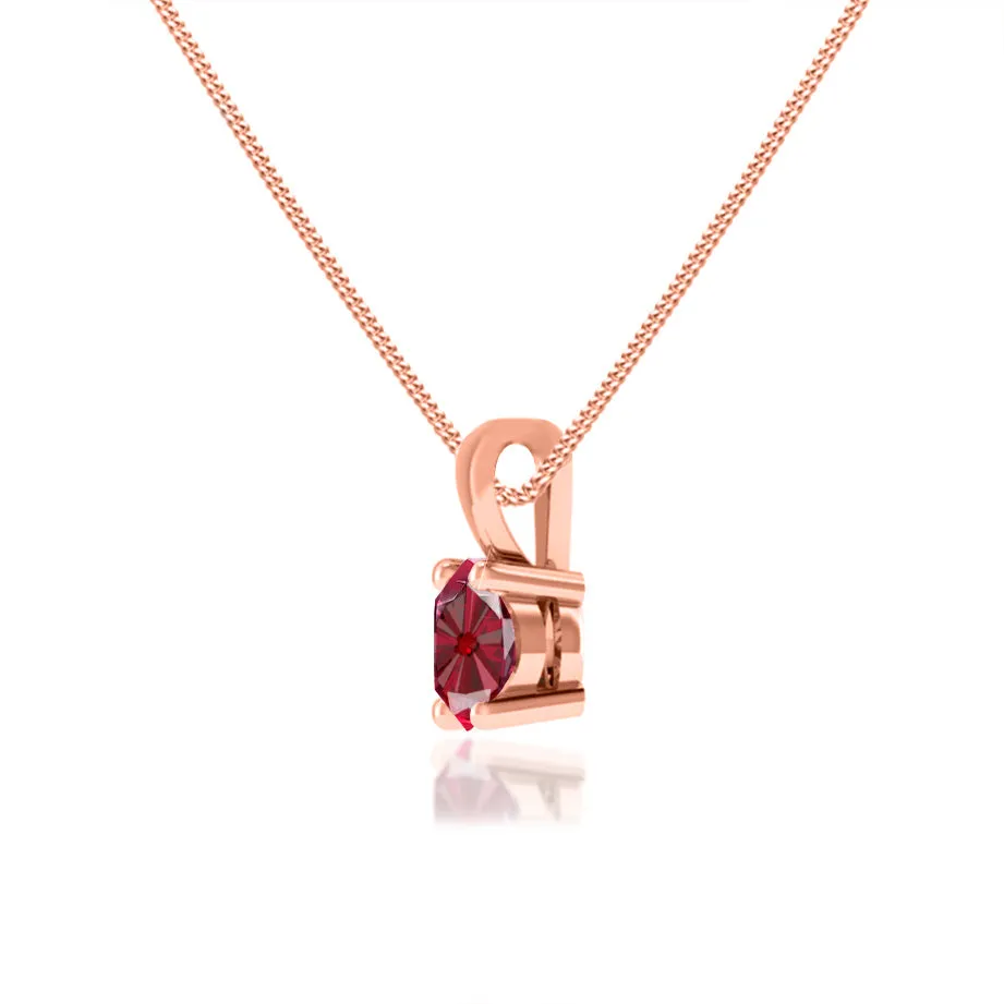 AURORA - Round Ruby 18k Rose Gold Solitaire Pendant