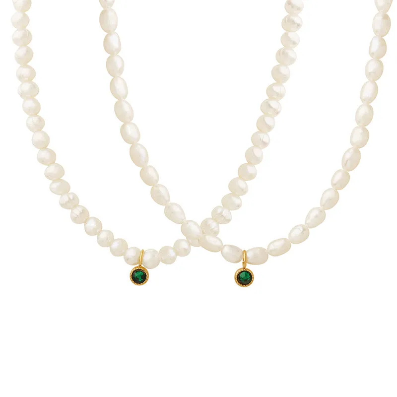 Autumn Elegance Freshwater Pearl Zircon Necklace - Planderful Collection