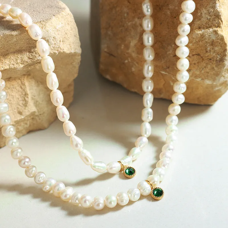 Autumn Elegance Freshwater Pearl Zircon Necklace - Planderful Collection