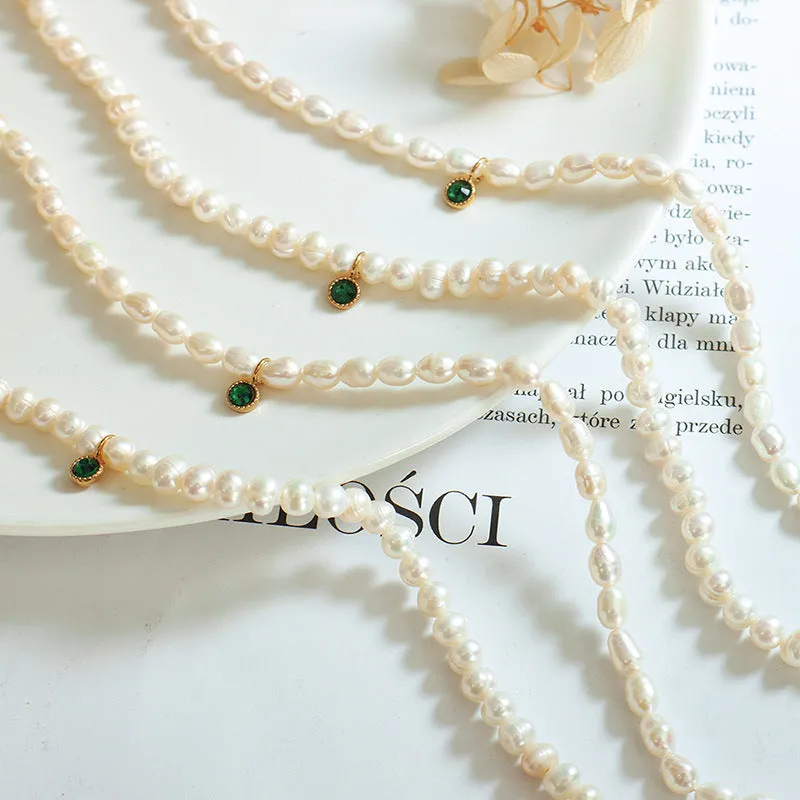 Autumn Elegance Freshwater Pearl Zircon Necklace - Planderful Collection