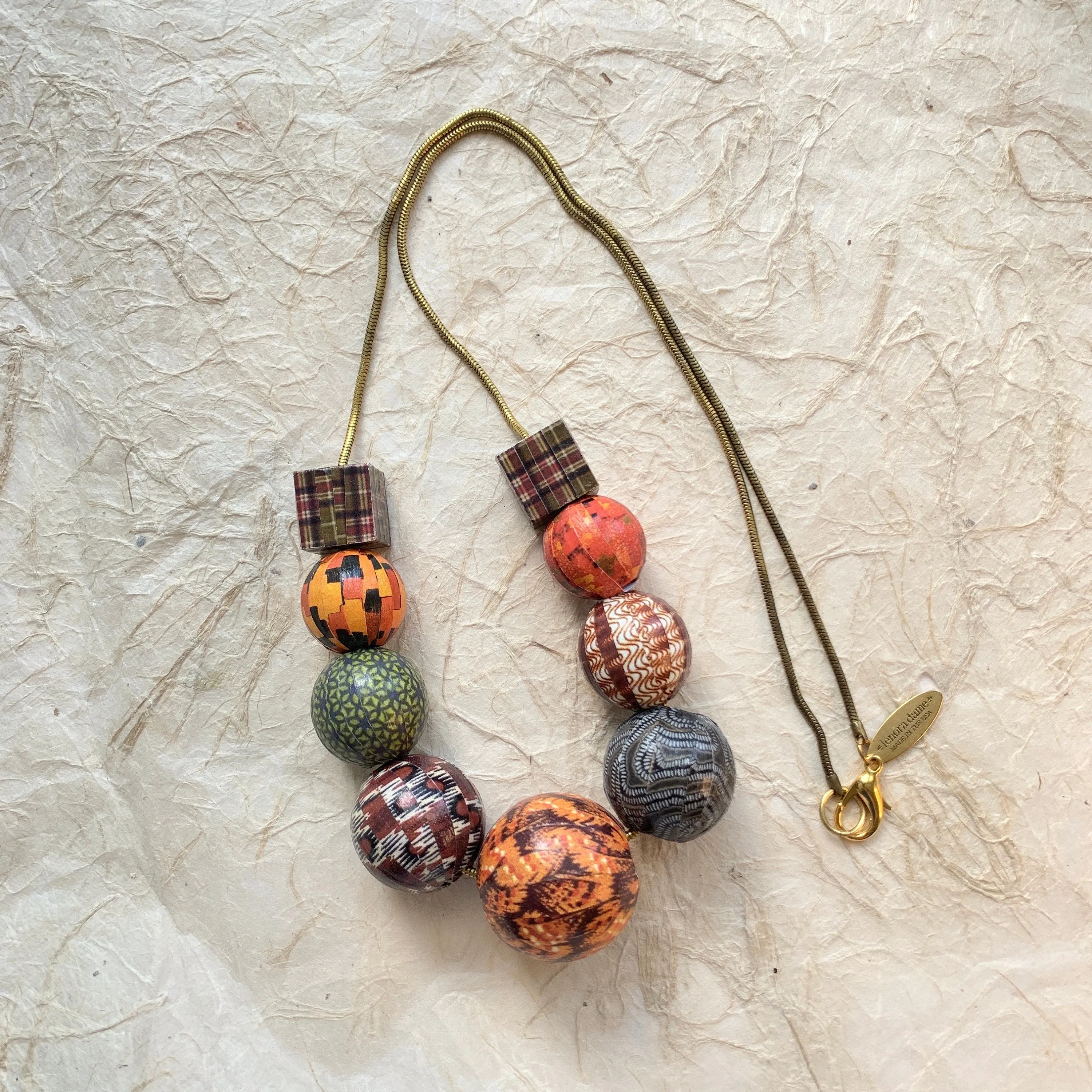 Autumnal Decoupage Statement Necklace