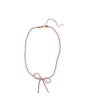 AVA BOW NECKLACE PALE PINK