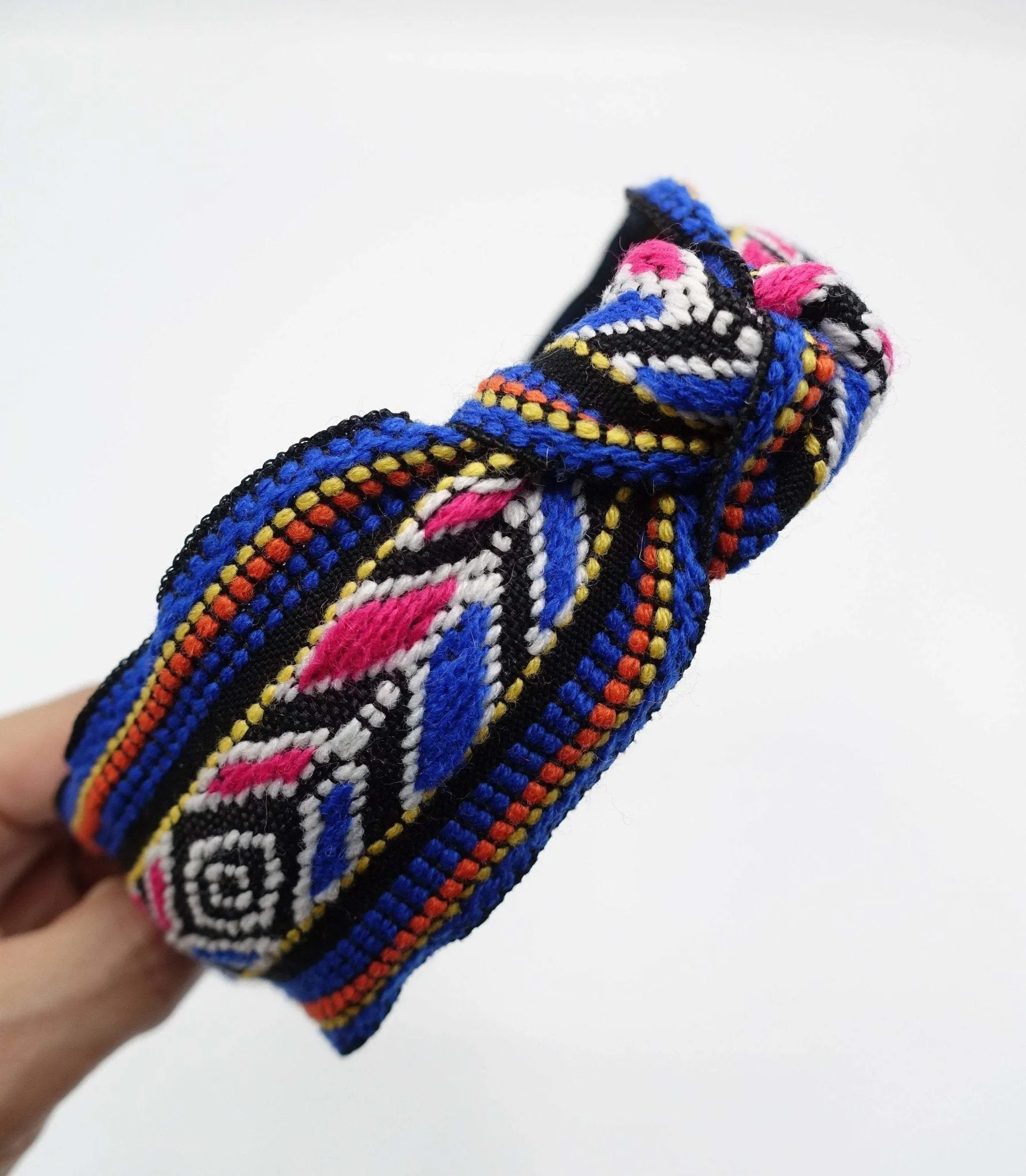 aztec pattern headband jacquard knot hairband woman hair accessory