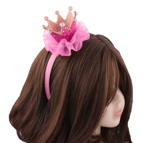 Babymoon Princess Girl’s Pearl Crown Headband | Hair Accessories | Darkpink