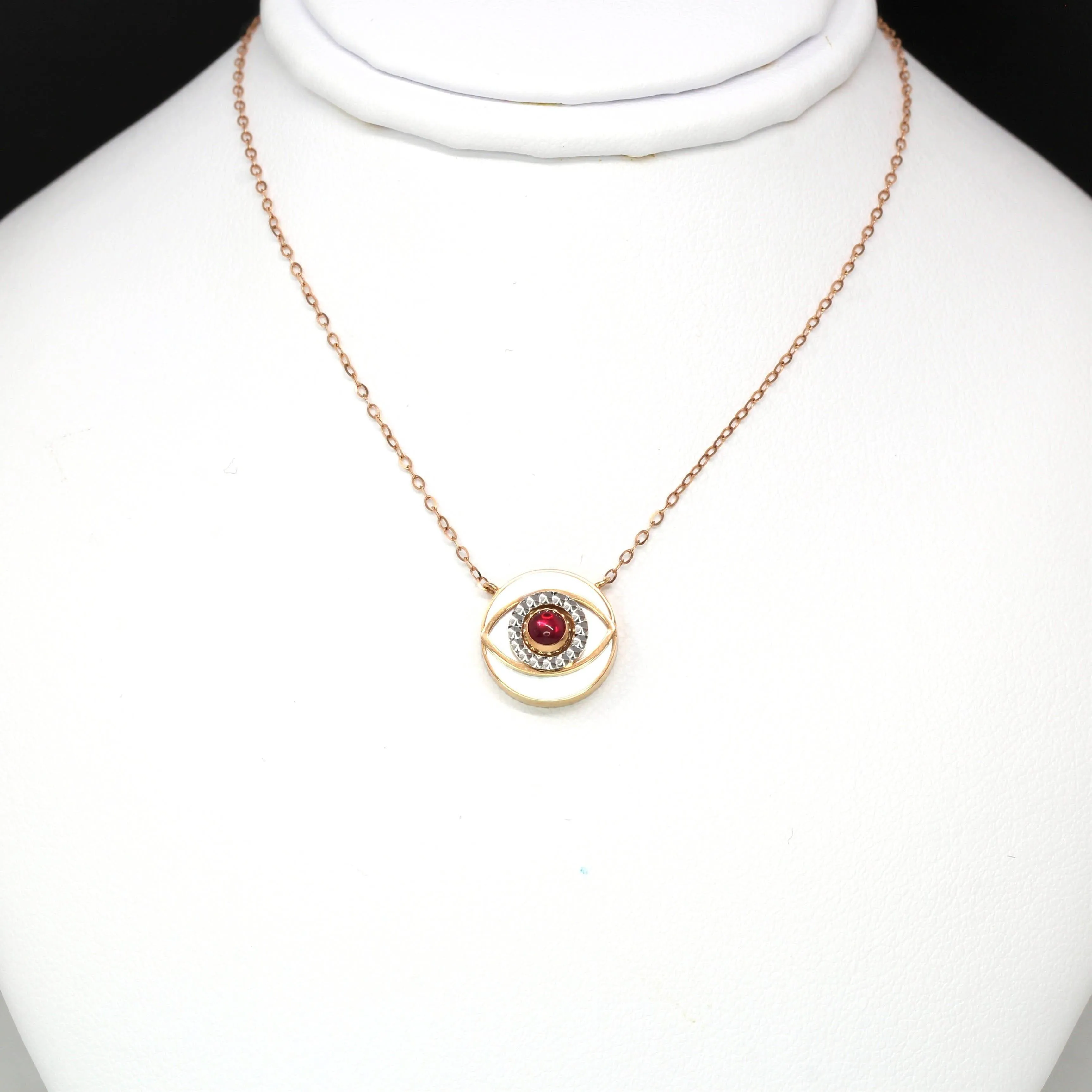 Baikalla™ 18K Rose Gold & Ruby Diamond Evil Eyes Pendant Necklace (4 in 1)