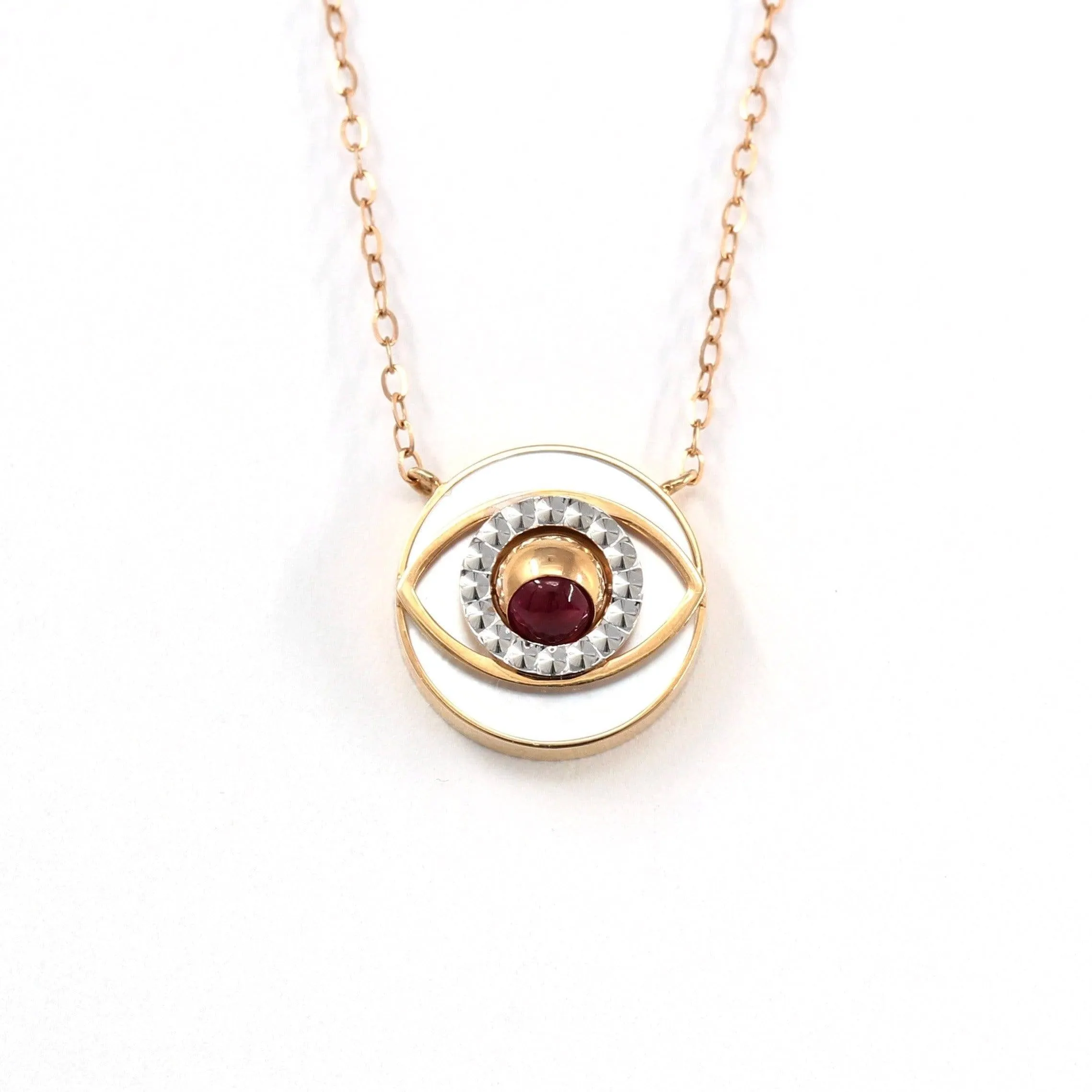 Baikalla™ 18K Rose Gold & Ruby Diamond Evil Eyes Pendant Necklace (4 in 1)