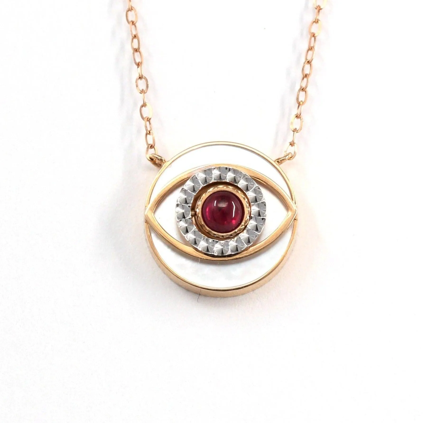 Baikalla™ 18K Rose Gold & Ruby Diamond Evil Eyes Pendant Necklace (4 in 1)