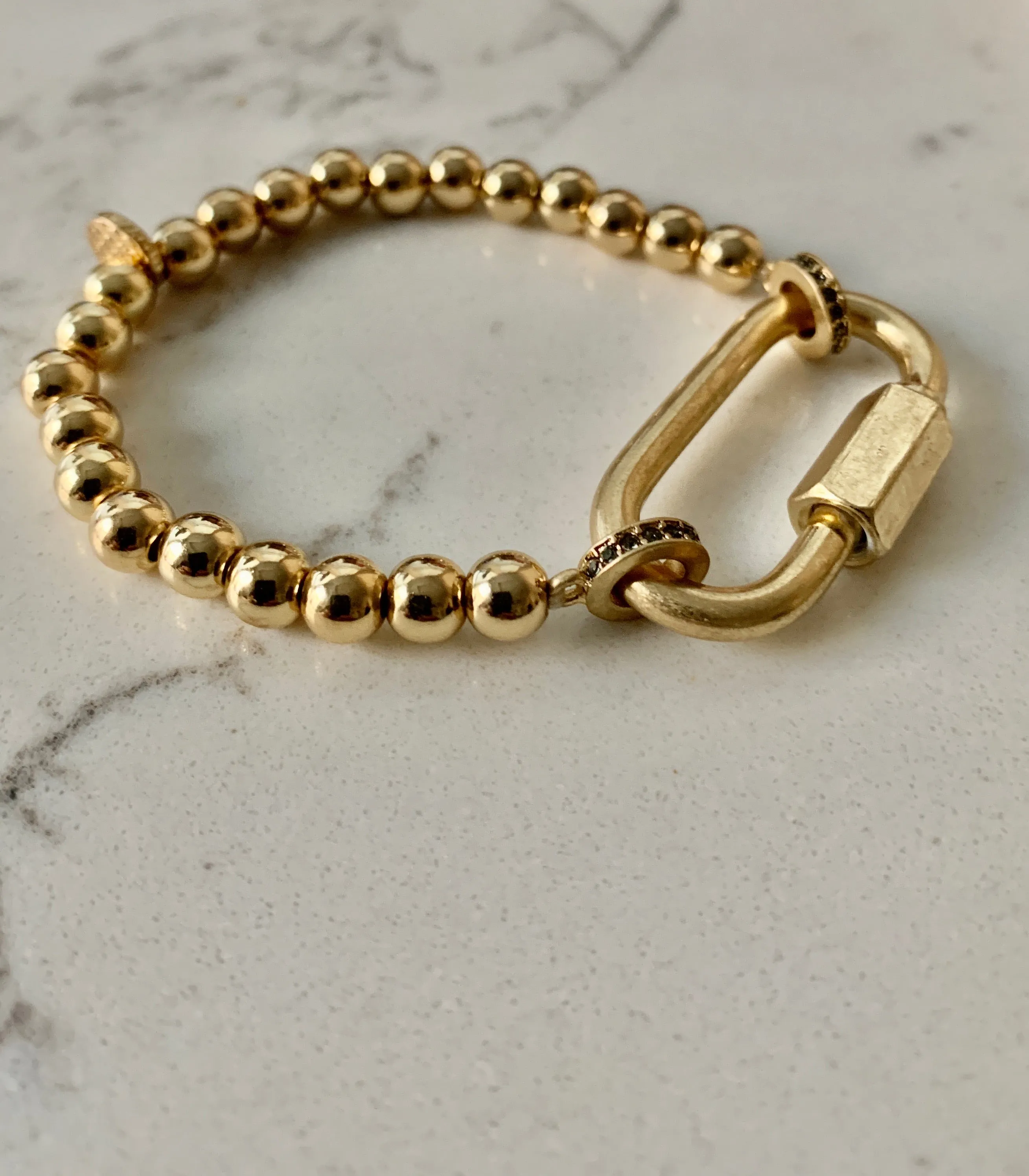 Ball Bracelet w/Large Locket-Gold