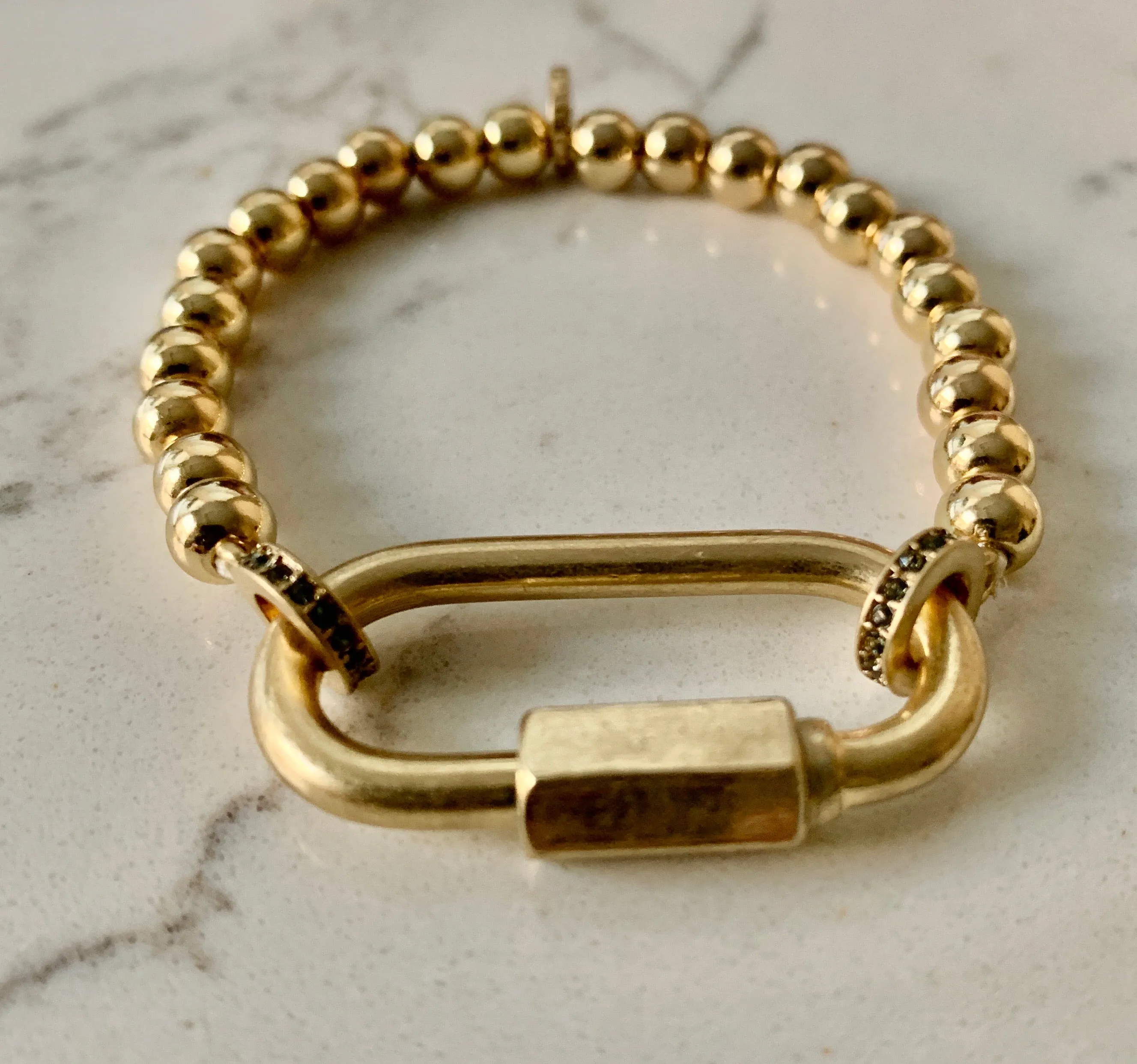 Ball Bracelet w/Large Locket-Gold