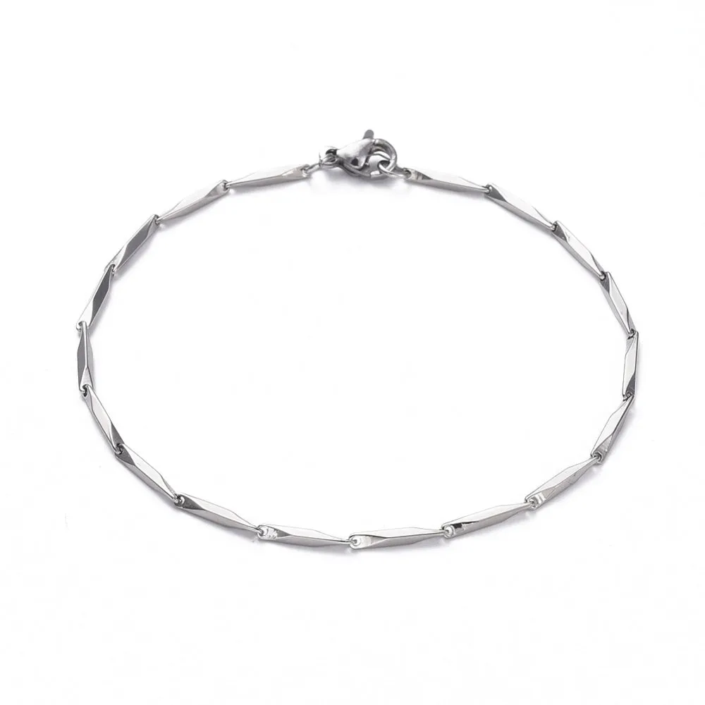 Bar Link Chain Bracelet - Plated Stainless - 8-1/4"