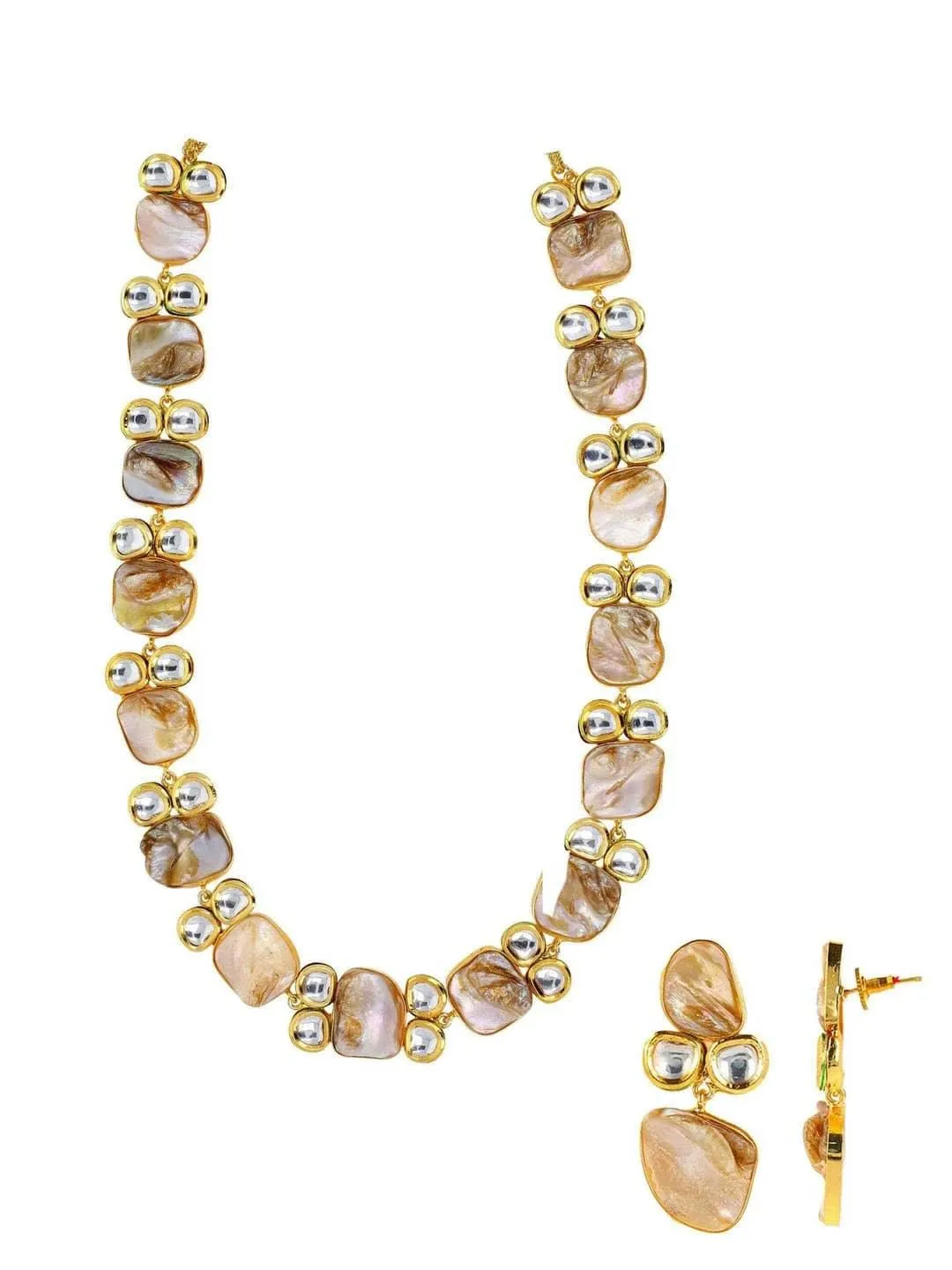 Baroque Kundan Long Necklace With Earrings