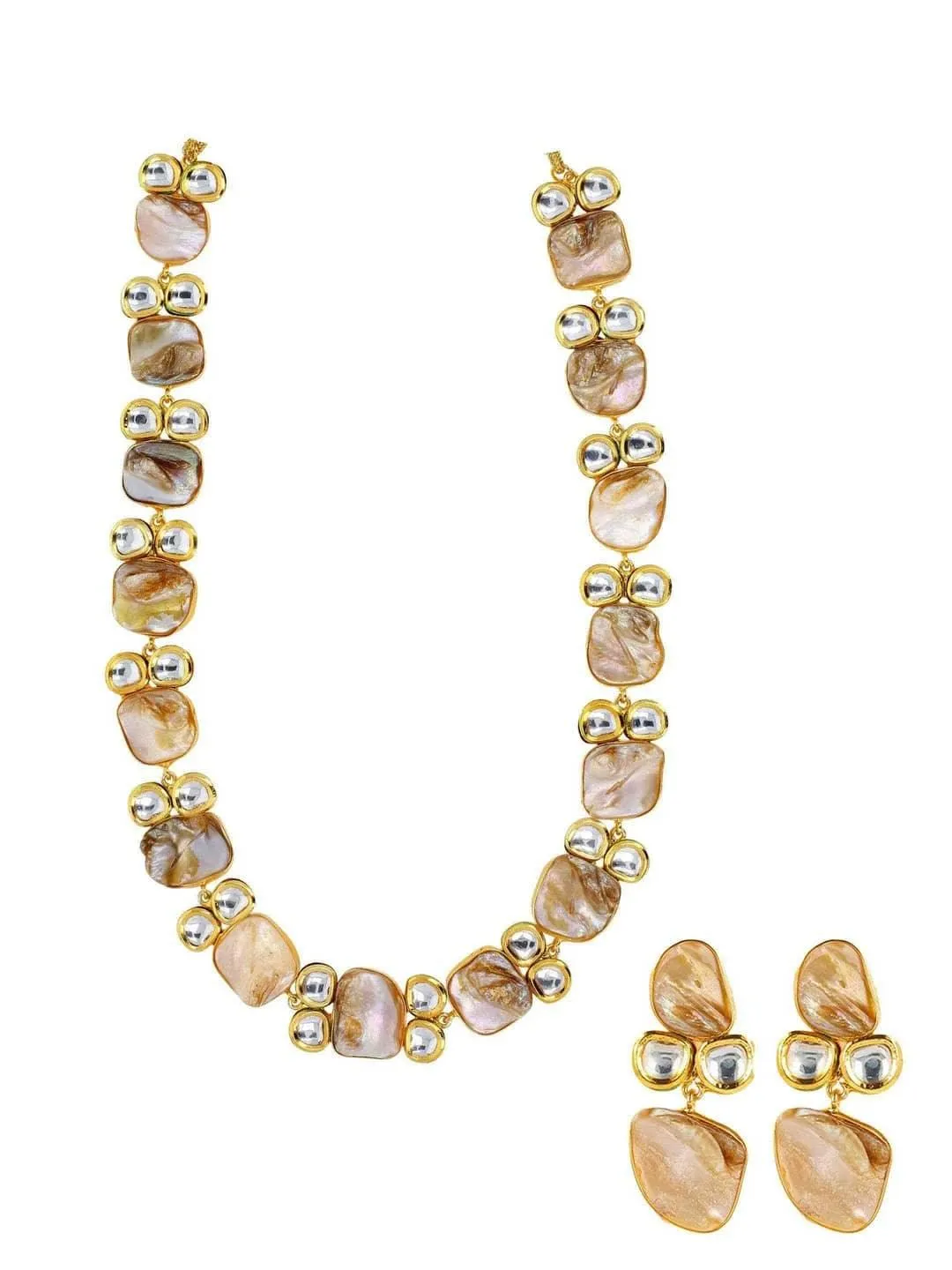 Baroque Kundan Long Necklace With Earrings