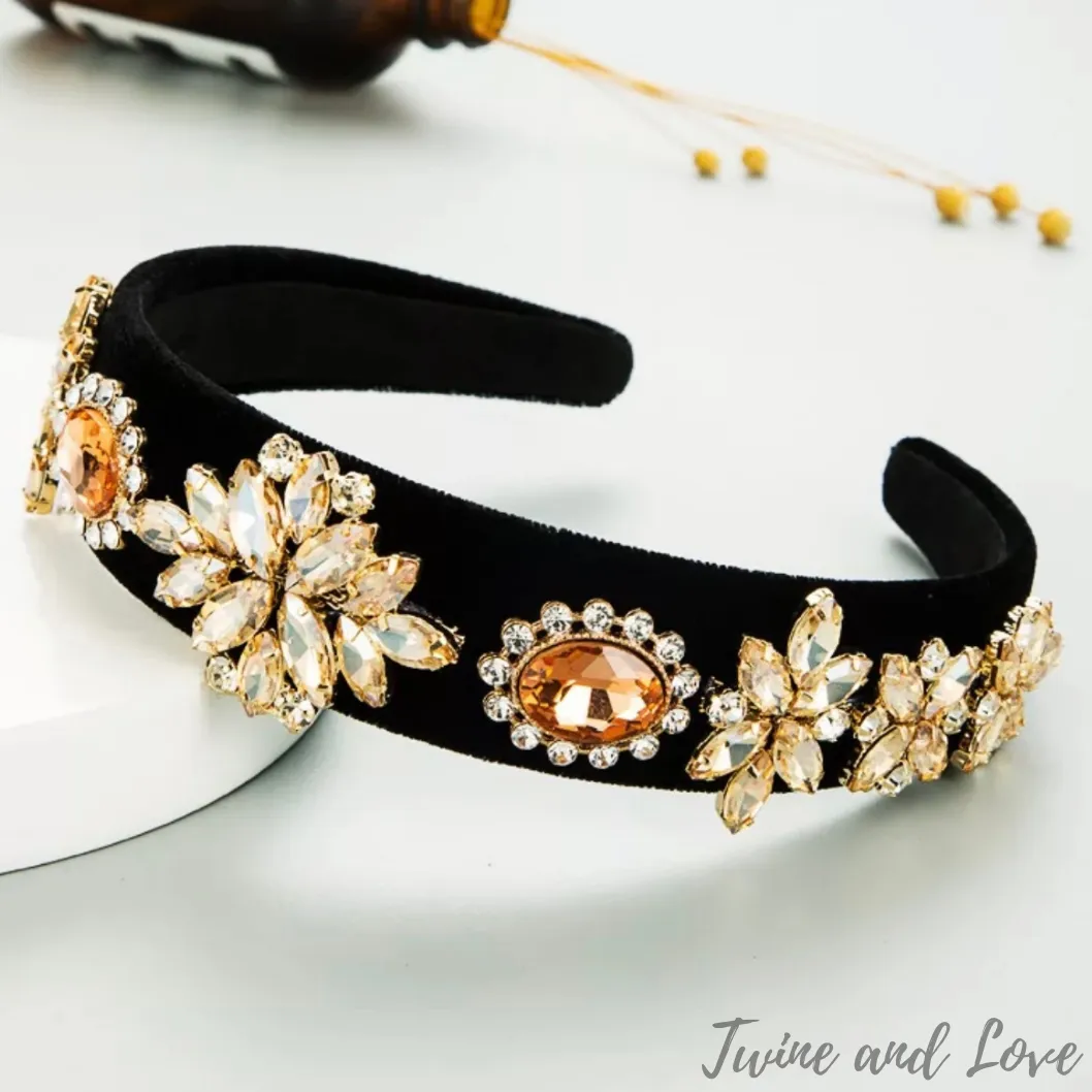 Bella Jeweled Headband (Beige)