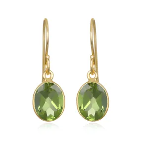 Bezeled Oval Gemdrop Earrings - Peridot