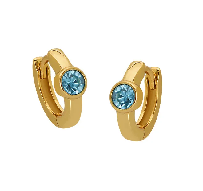 Birthstone Huggie Hoop Earrings in Gold