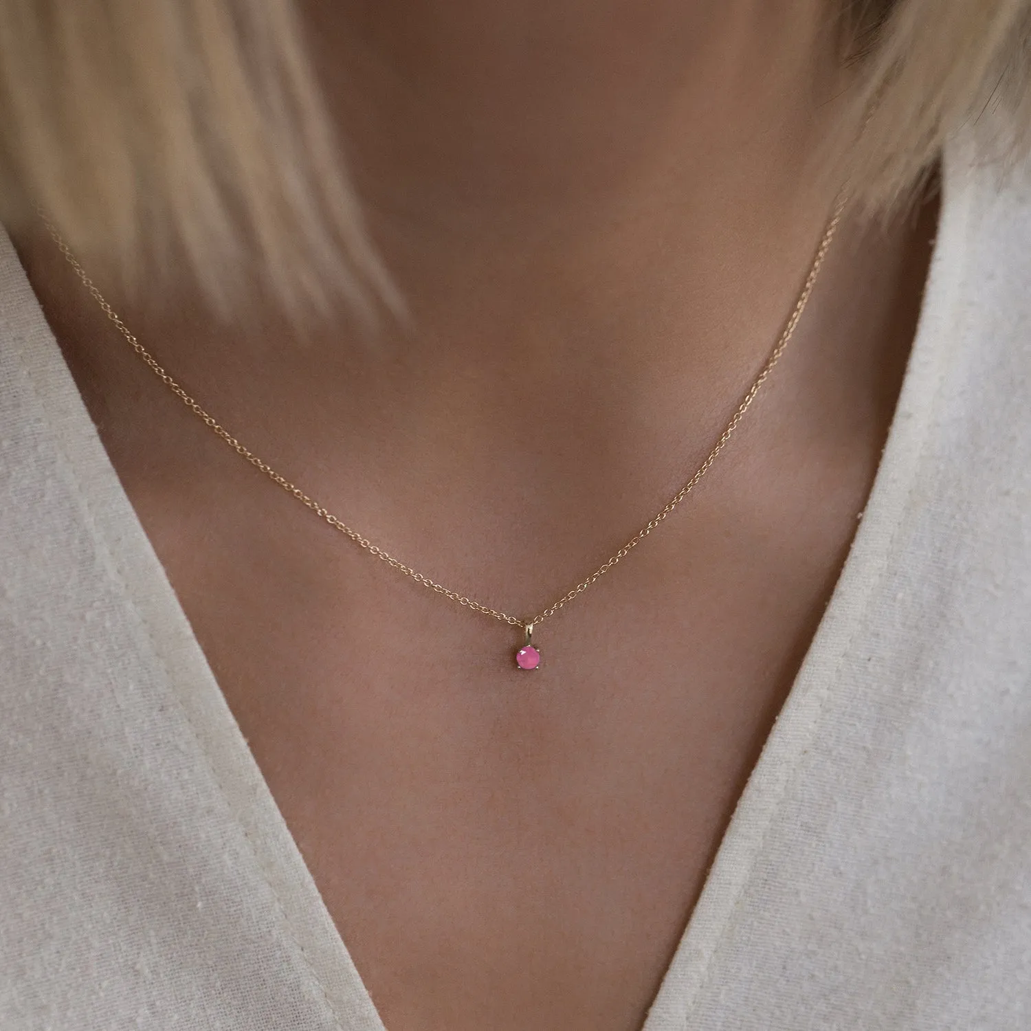 Birthstone Necklace | Gold & Ruby