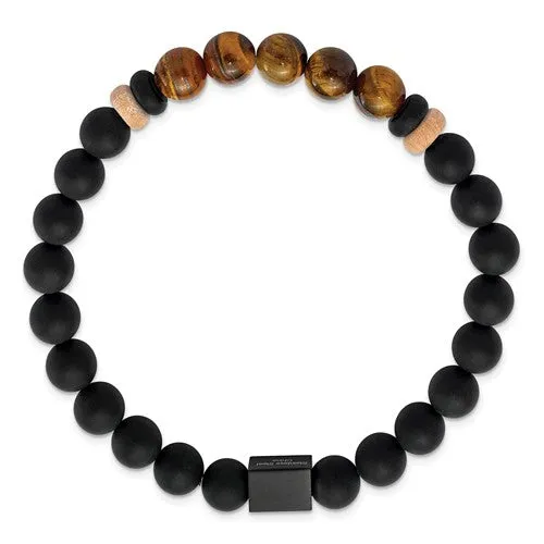 Black Agate and Tiger's Eye Beaded Bracelet