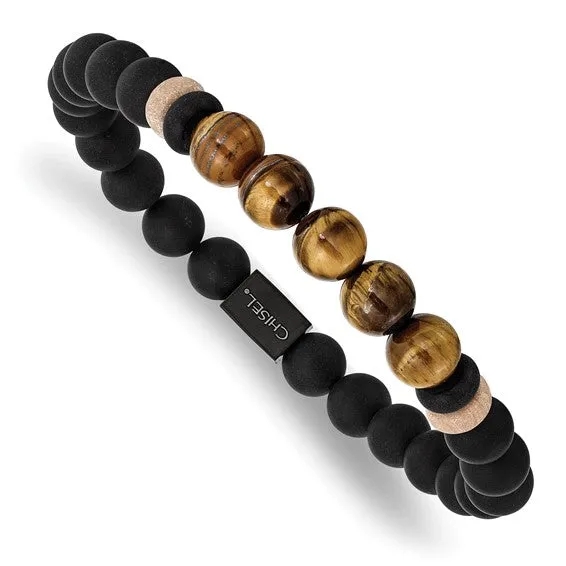 Black Agate and Tiger's Eye Beaded Bracelet