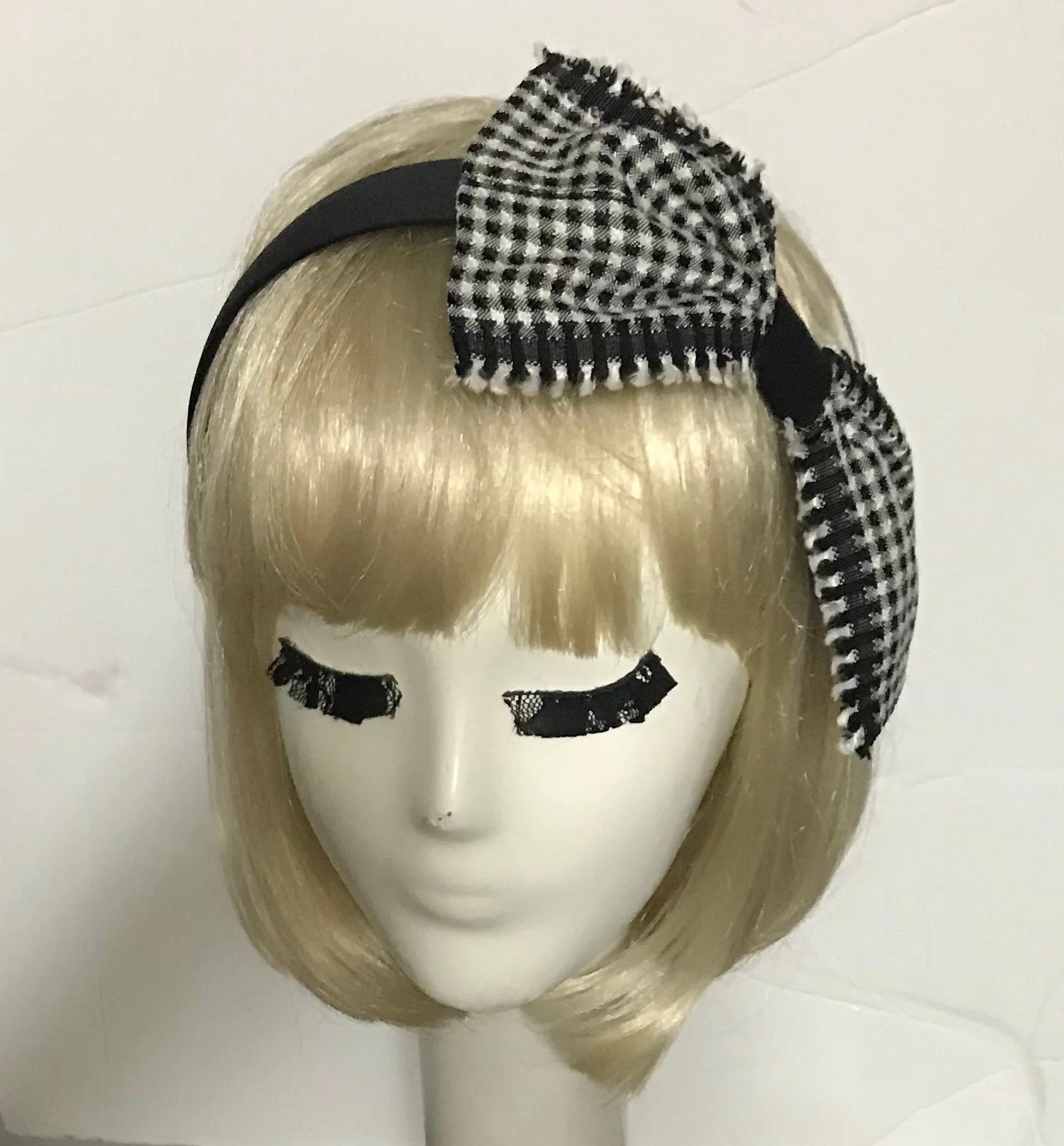 Black &White Checkered Bow headband