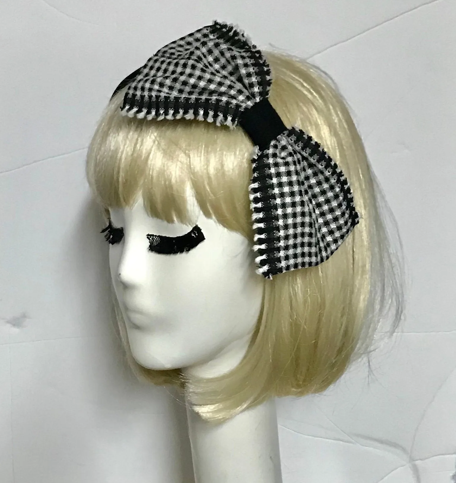 Black &White Checkered Bow headband