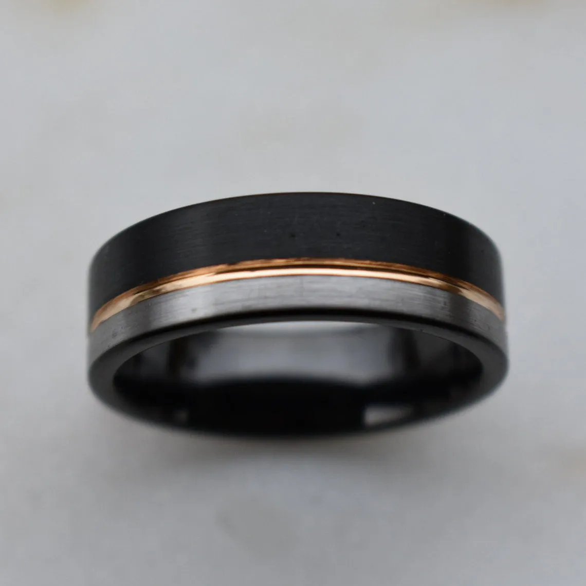 Black and Rose Gold Tungsten Ring (8mm)