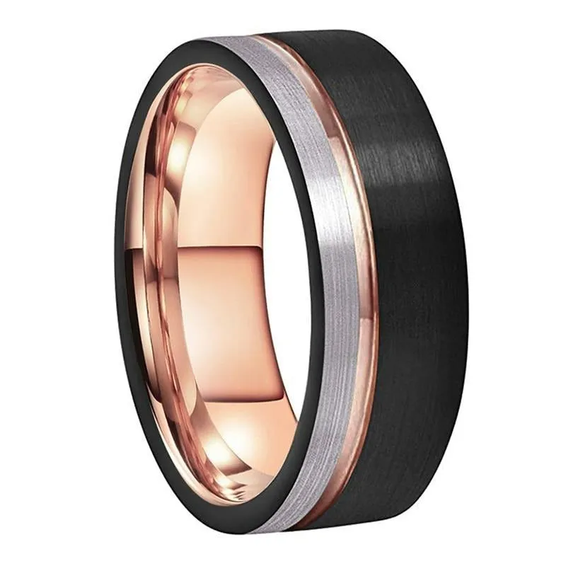 Black and Rose Gold Tungsten Ring (8mm)