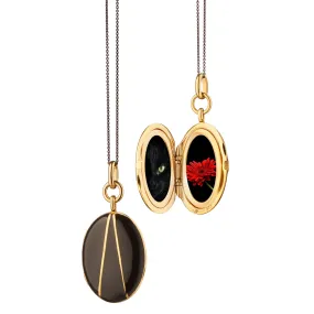 Black Enamel Vermeil Oval Locket