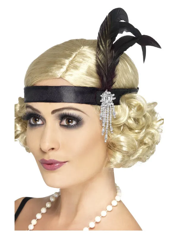 Black Satin Charleston Headband