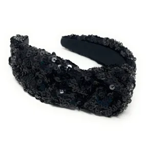 Black Sequin Knotted Headband