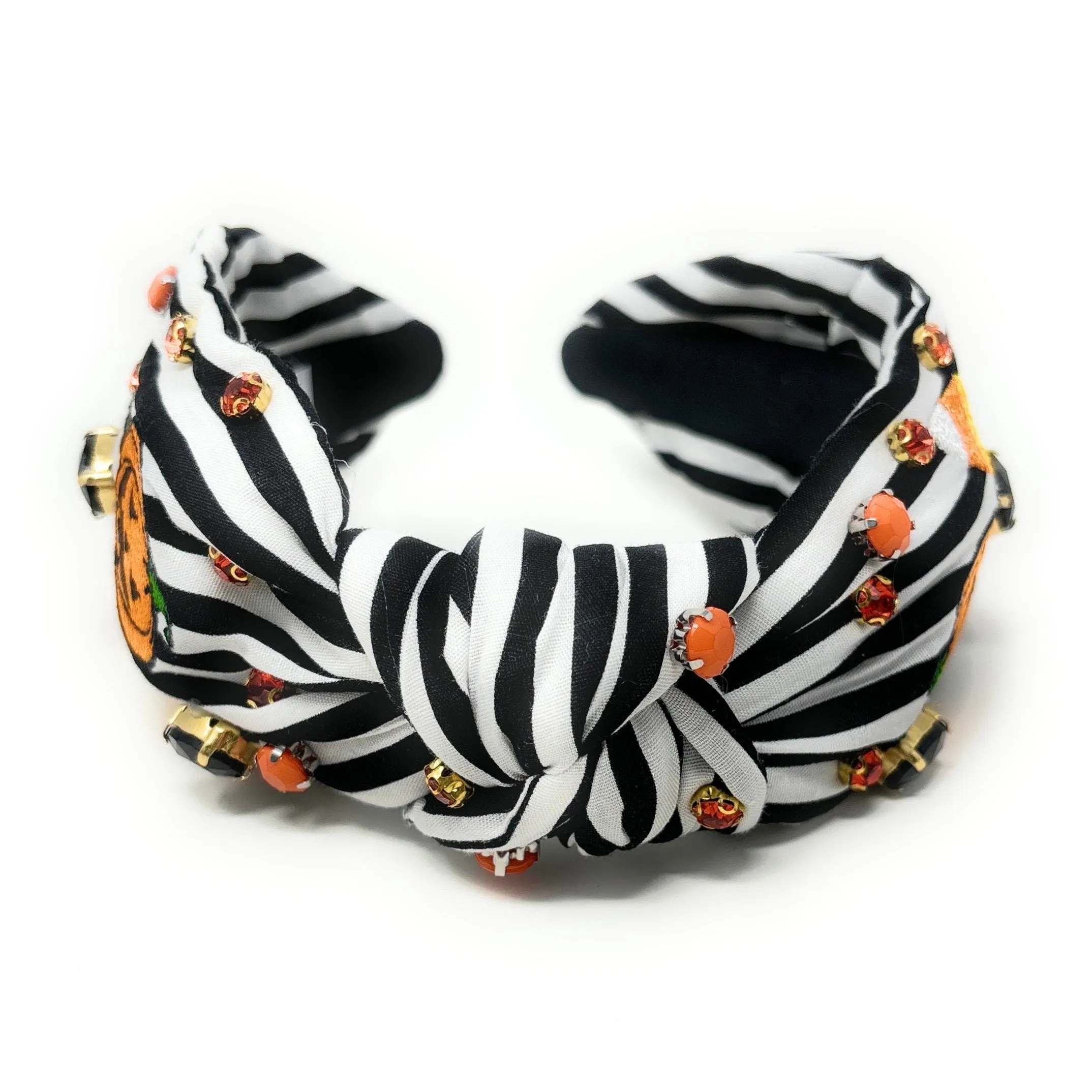 Black White Halloween Jeweled Knot Headband