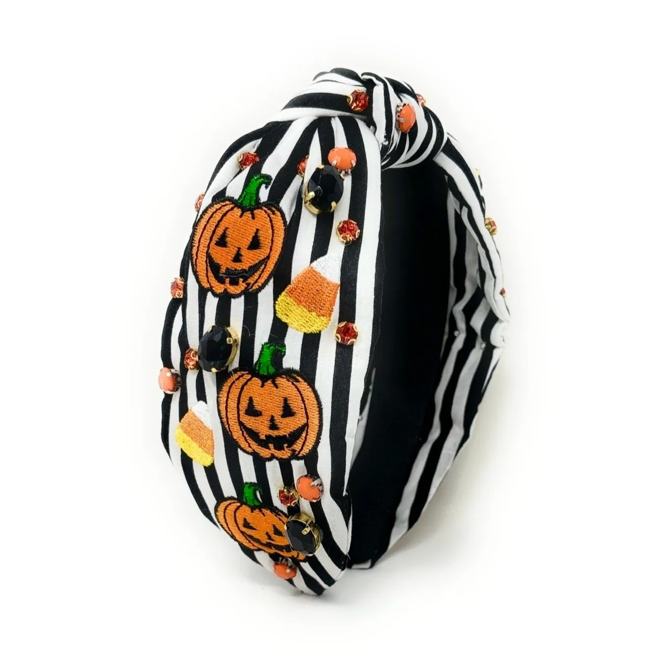 Black White Halloween Jeweled Knot Headband