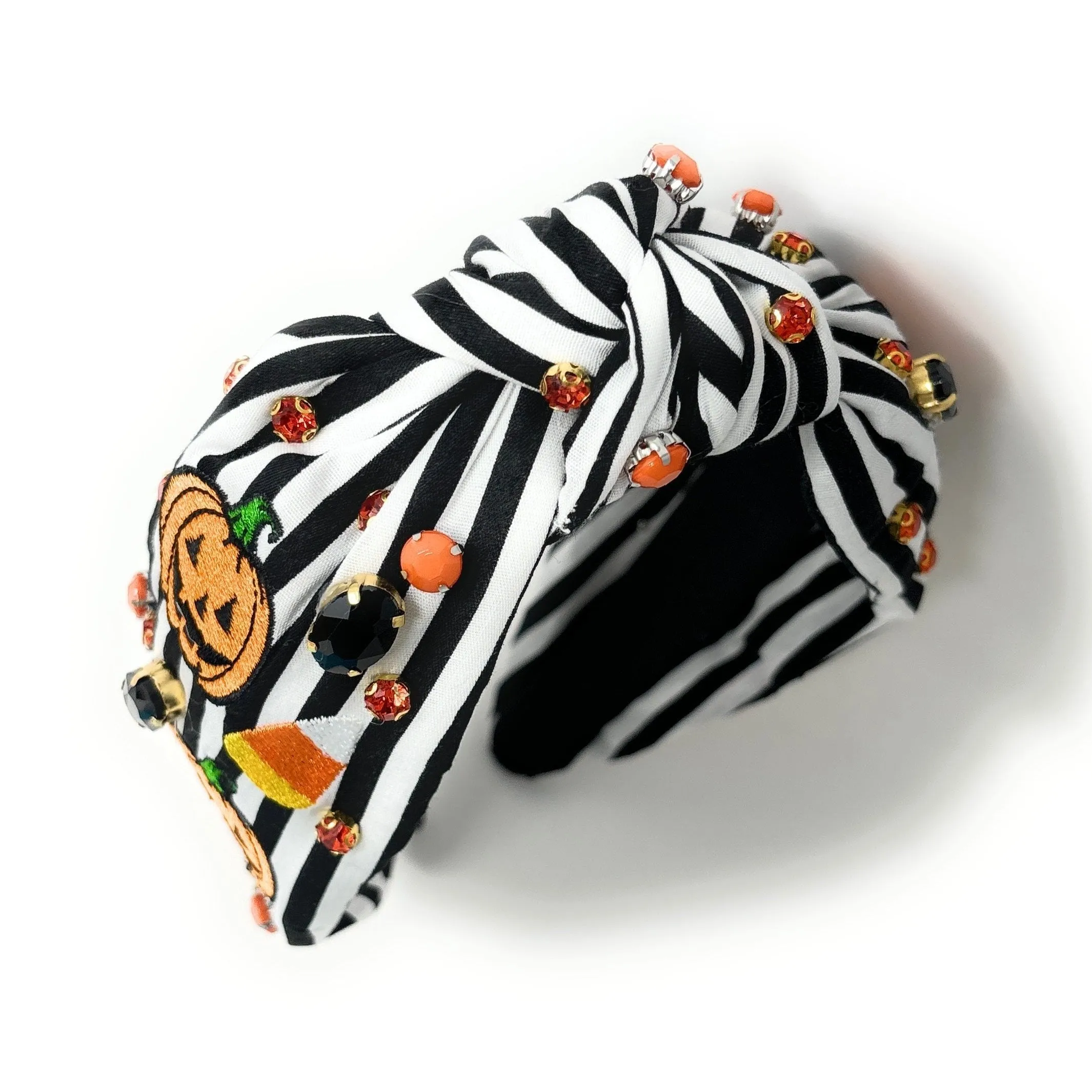 Black White Halloween Jeweled Knot Headband