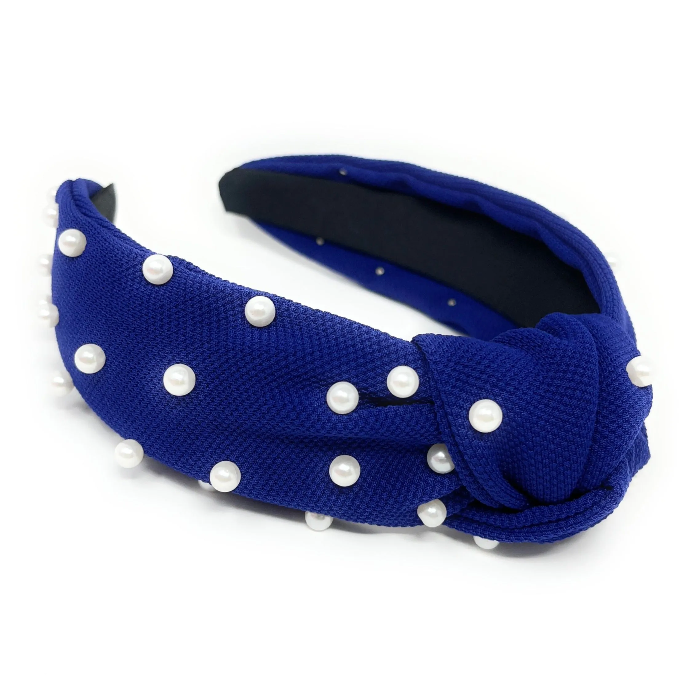 Blue White Pearls Knot Headband