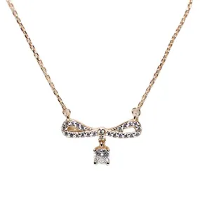 Bow with Round Zircon Silver Necklace for Women