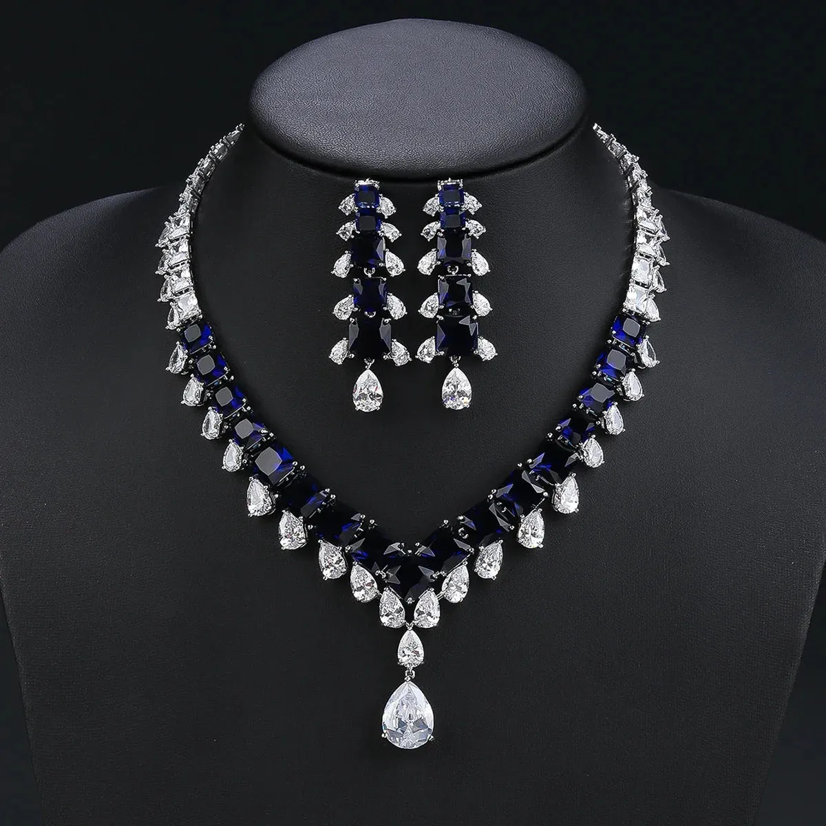 Bridal 2pcs Color Zirconia Jewelry Gift Set For Women Party, Luxury Dubai Nigeria Crystal Wedding Jewelry Set CN11268