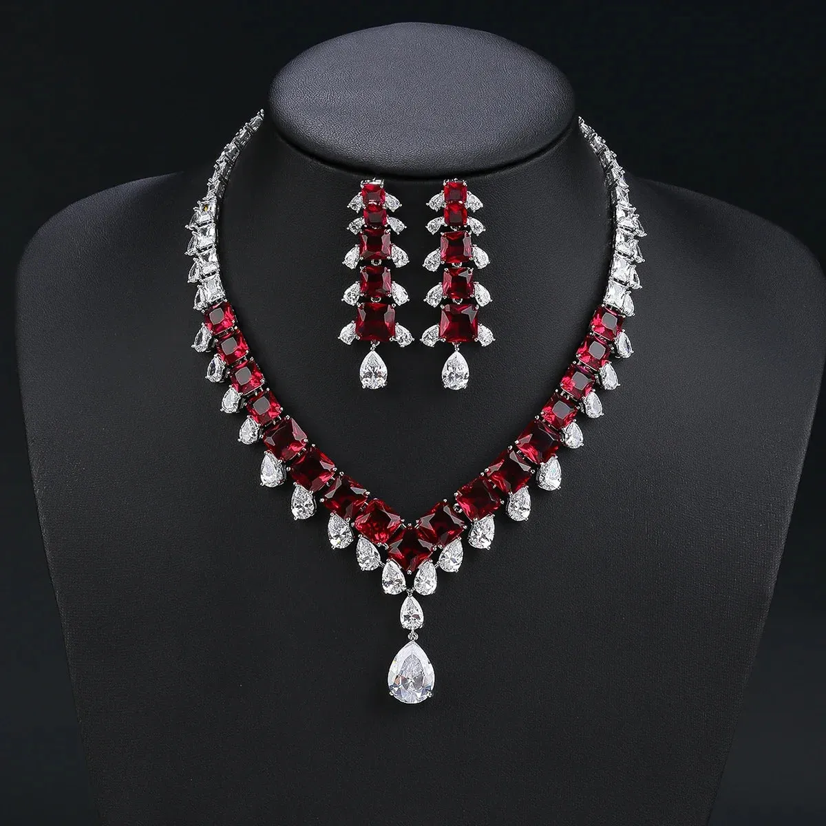 Bridal 2pcs Color Zirconia Jewelry Gift Set For Women Party, Luxury Dubai Nigeria Crystal Wedding Jewelry Set CN11268