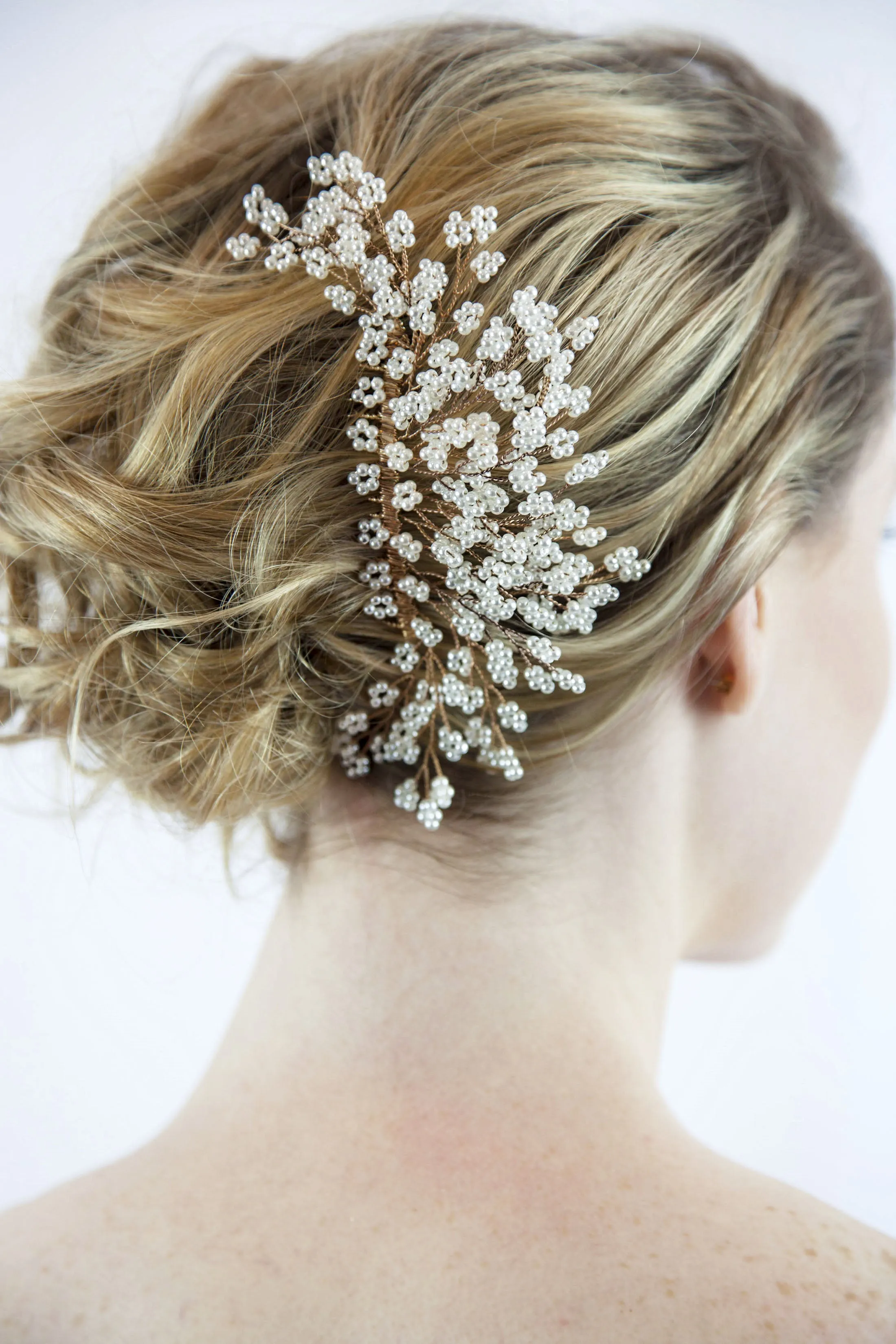 Bridal Rose Gold Pearl Hair Comb