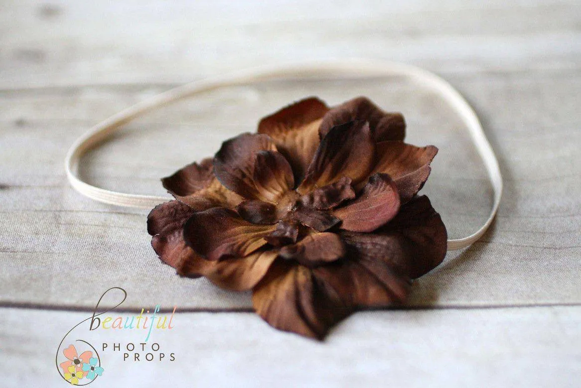 Brown Vintage Flower Headband