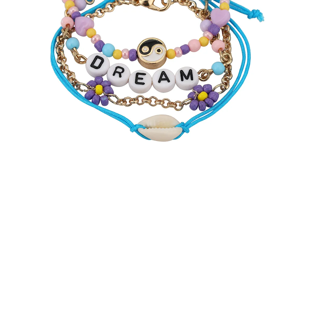 Carlton London Girls Set Of 4 Multicoloured Enamelled Gold-Plated Charm Bracelet Kjbs038