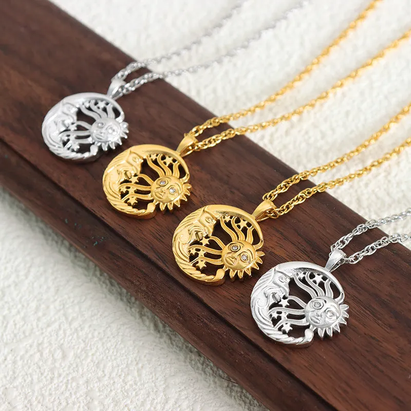 Celestial Charm Retro Pendant Necklace with Unique Design