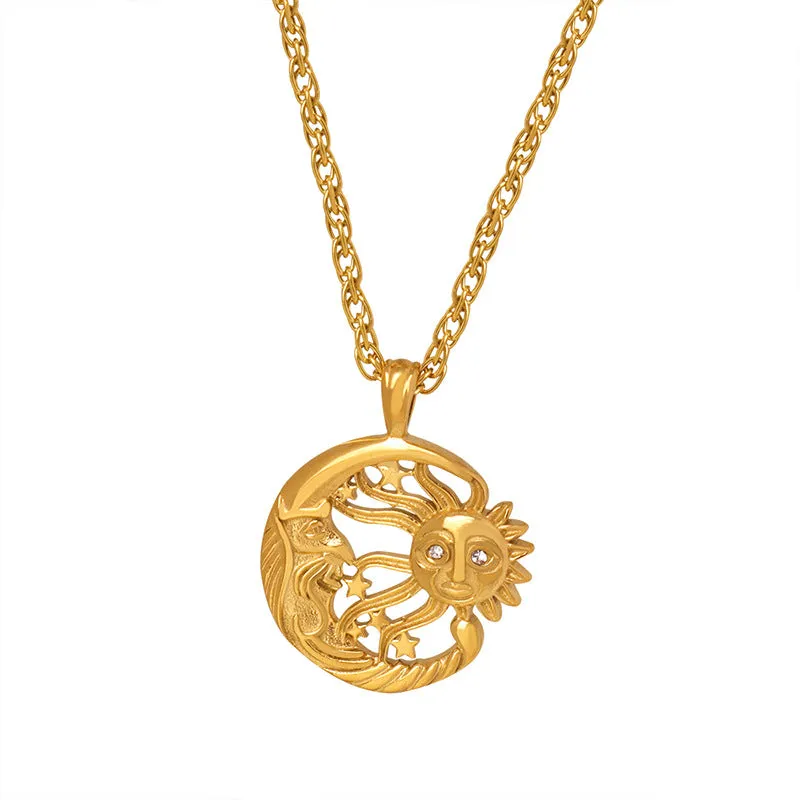 Celestial Charm Retro Pendant Necklace with Unique Design