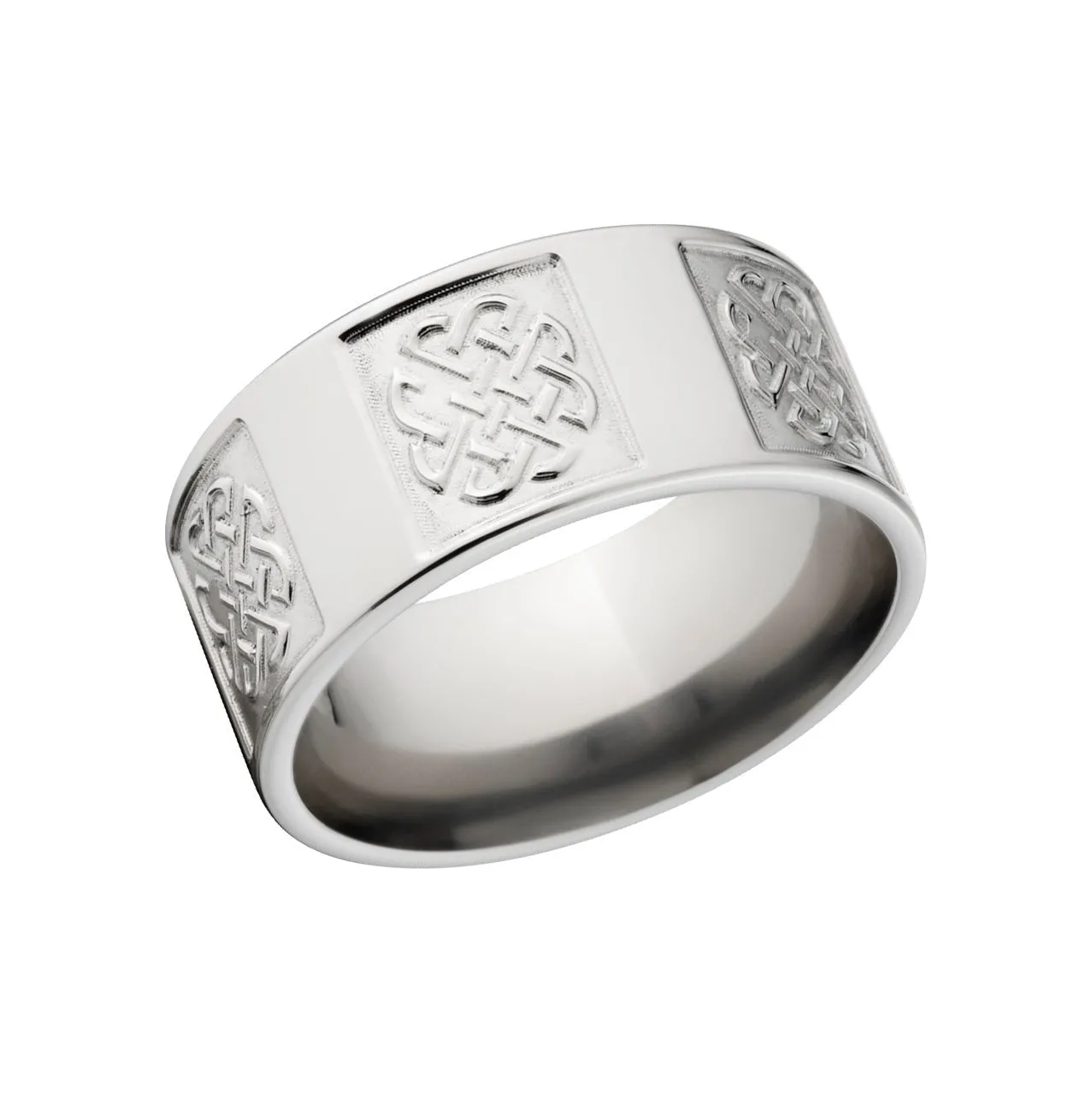 Celtic Wedding Rngs for Men, Pocket Milled Titanium Celtic Ring