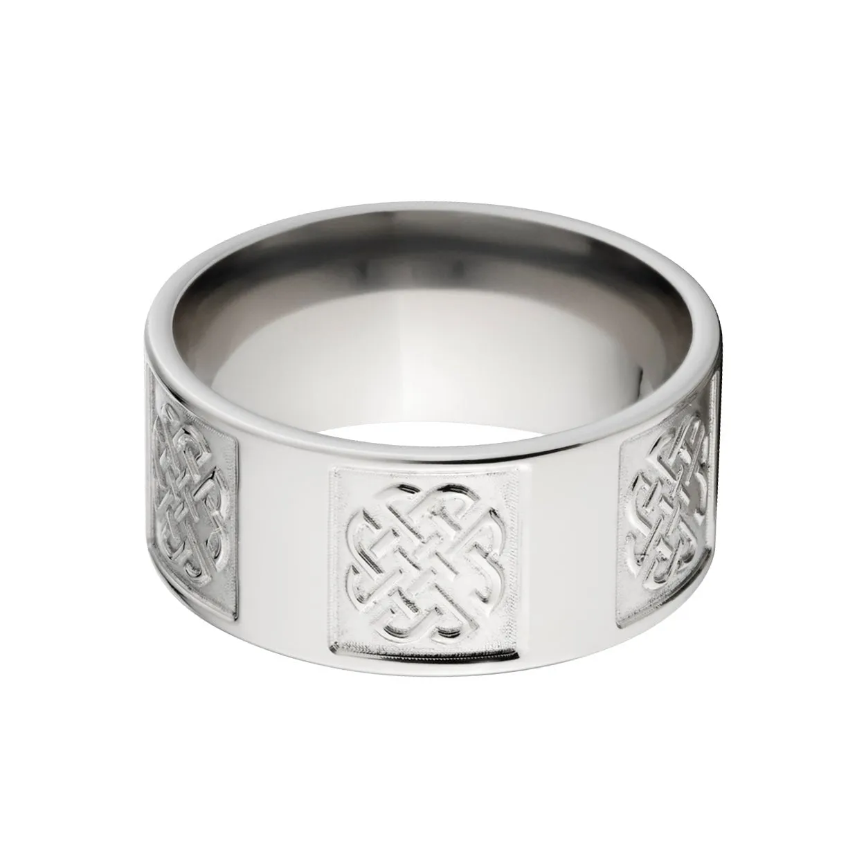 Celtic Wedding Rngs for Men, Pocket Milled Titanium Celtic Ring