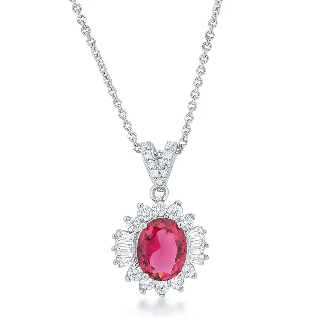 Chrisalee 3.2ct Ruby CZ Rhodium Classic Drop Necklace