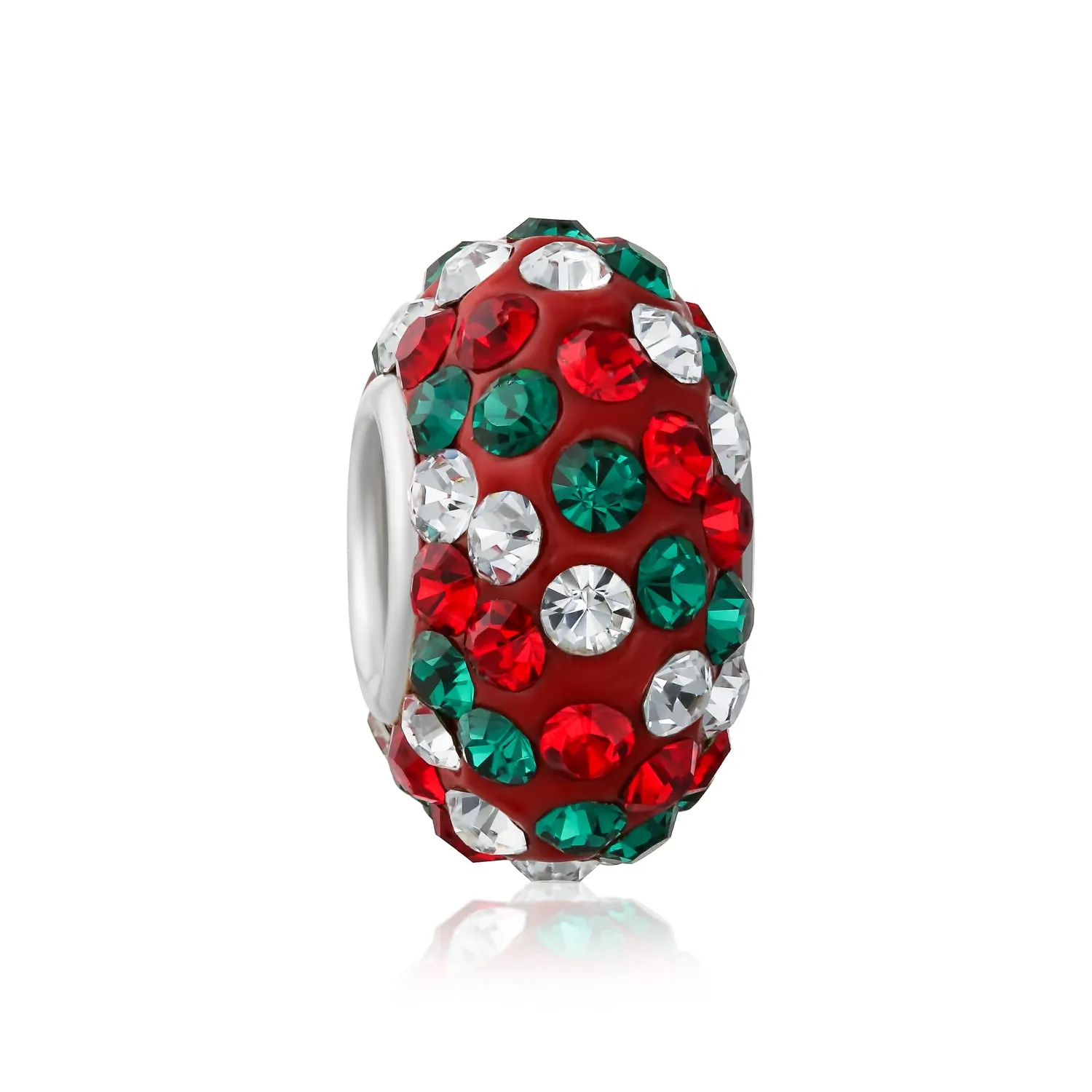 Christmas Charm Bead Red Green Flower Stripe Crystal Bundle for Bracelets