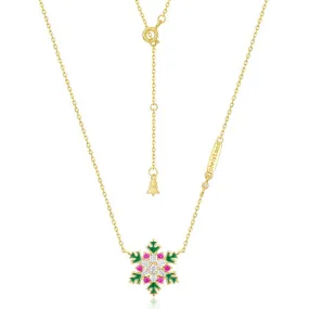 Christmas Colorful Zircon Snowflake Pendant Sterling Silver Necklace