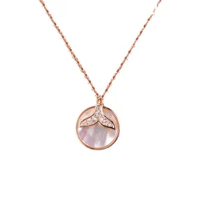 Circle Mother-of-pearl with Fish Tail Silver Necklace for Women