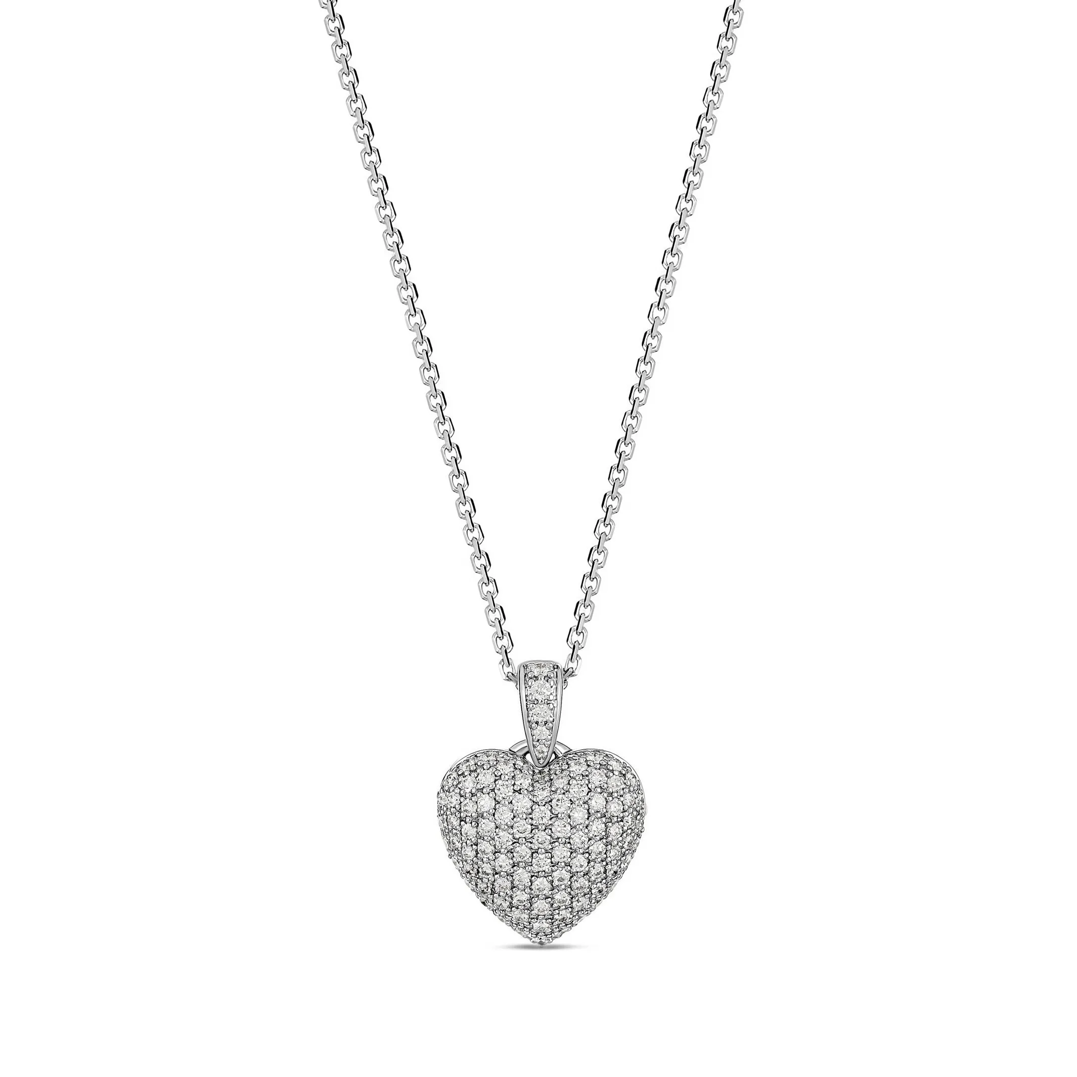 Classic Diamond Locket Pendant Necklace | White Gold